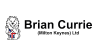Company logo: a cartoon lion beside the text 'Brian Currie' with '(Milton Keynes) Ltd' underneath; the lion holds a shield with a red, white, and blue design.
